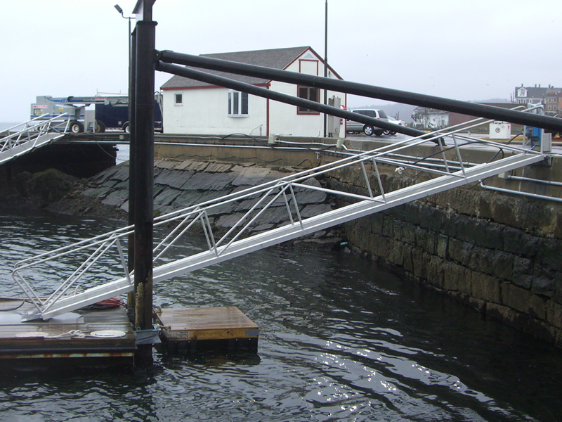 Gloucester, MA Coast Guard Station with aluminum brow demonstrationg low step transition plate.